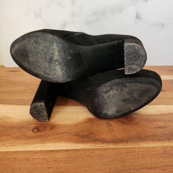 Forever 21 women's size 8.5 black ankle booties high heel suede fabric round toe - Picture 7 of 9